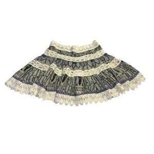 Camilla Singing Wells Short Frill Skirt in Blue White